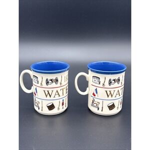 Vintage Dunoon Scotland "Waterloo 1815" Bone China Mugs - Pair